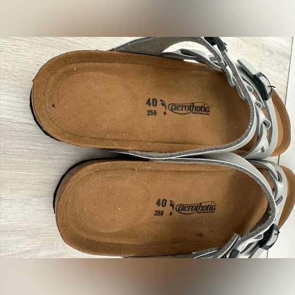 Aerothotic Silver Braided Strap Buckle Cork Comfort Sandals - Picture 5 of 5